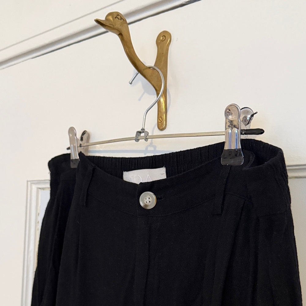 ODA Black Linen Black Wide Leg Pants - Picture 3 of 4